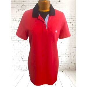 346 Brooks Brothers Women's Red-Pink Short Sleeve Collared Cotton Polo Dress XL